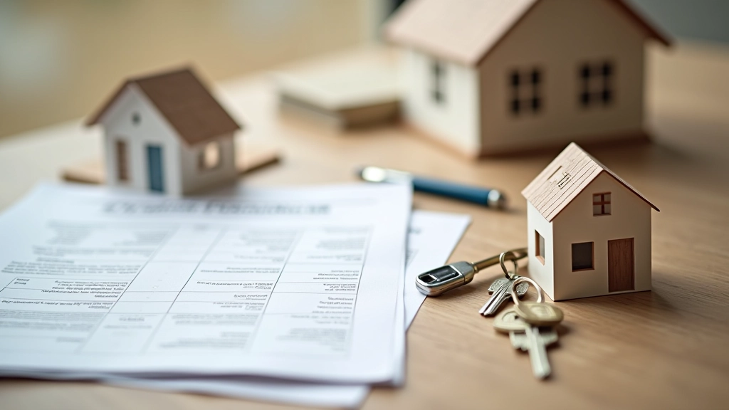 Klíče od domu na dřevěném stole s papíry a tužkou