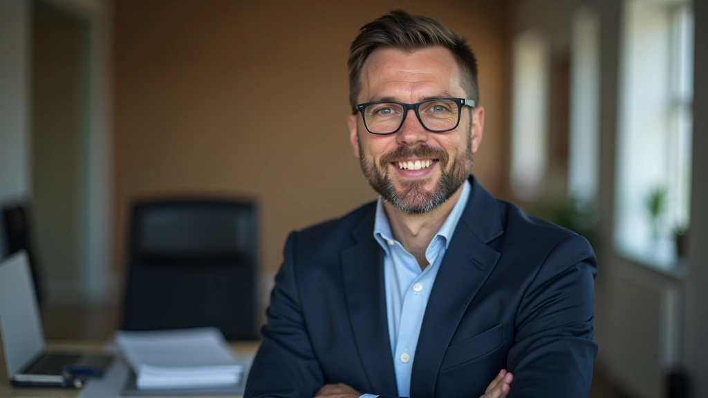 Pojistitel v kostýmu a brýlích diskutuje s klientem v kanceláři