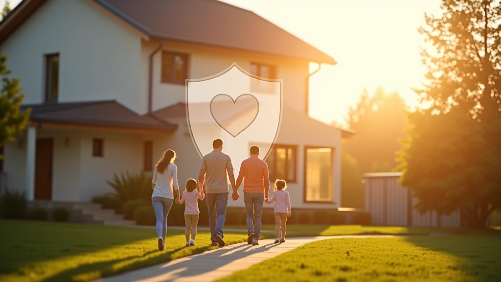 Bezpečný domov s ochranným štítem symbolizujícím pojištění